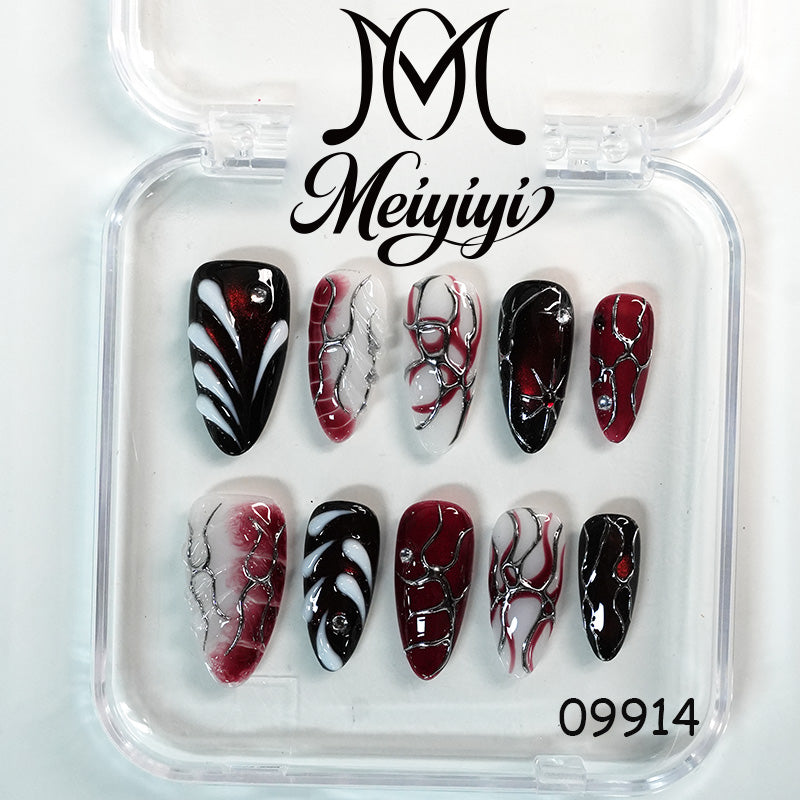09914-MYY's designer original high-end design customized luxury hand-painted wearable nail art