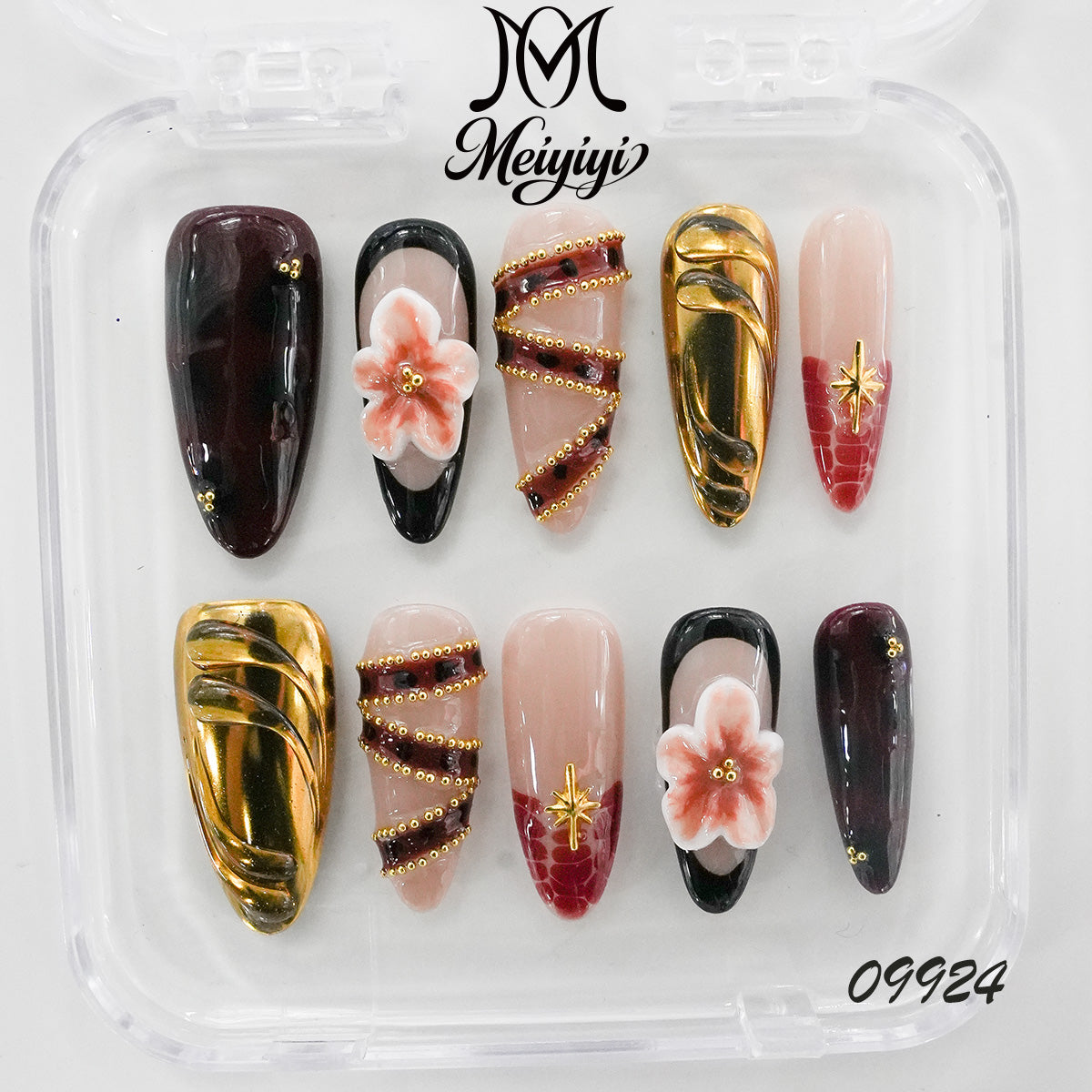 09924-MYY's designer original high-end design customized luxury hand-painted wearable nail art