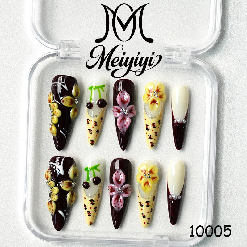 10005-MYY's designer original high-end design customized luxury hand-painted wearable nail art