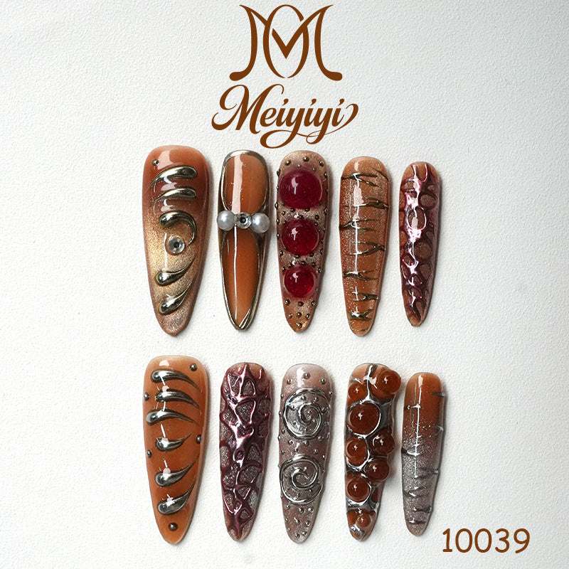 10039-MYY's designer original high-end design customized luxury hand-painted wearable nail art