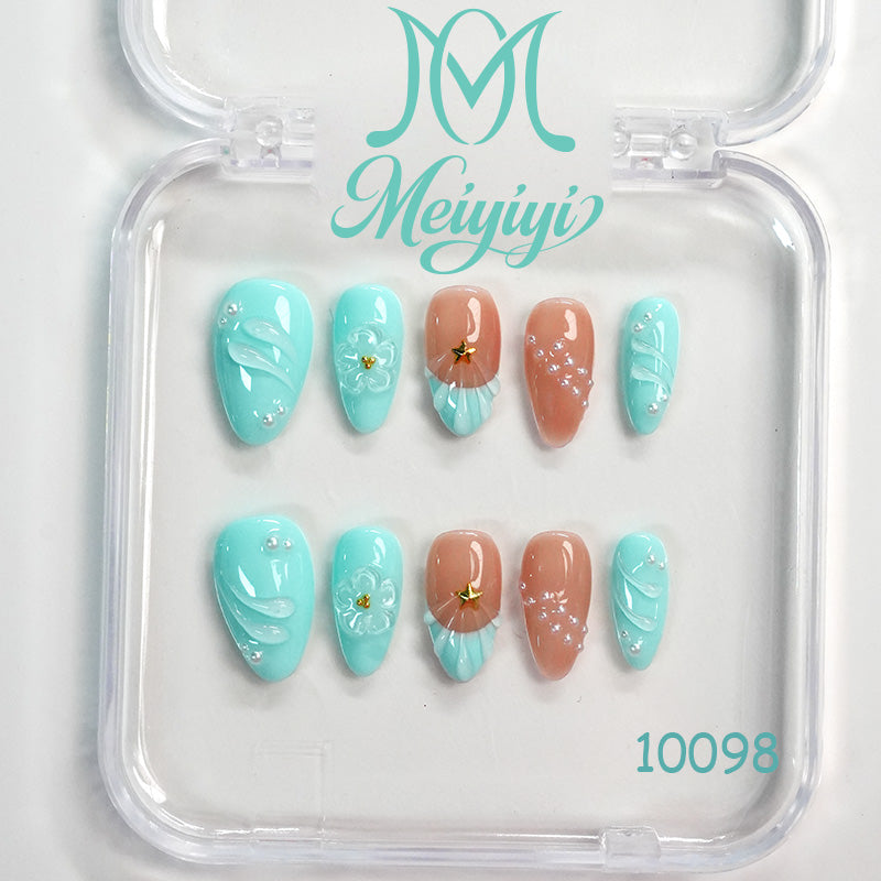 10098-MYY's designer original high-end design customized luxury hand-painted wearable nail art