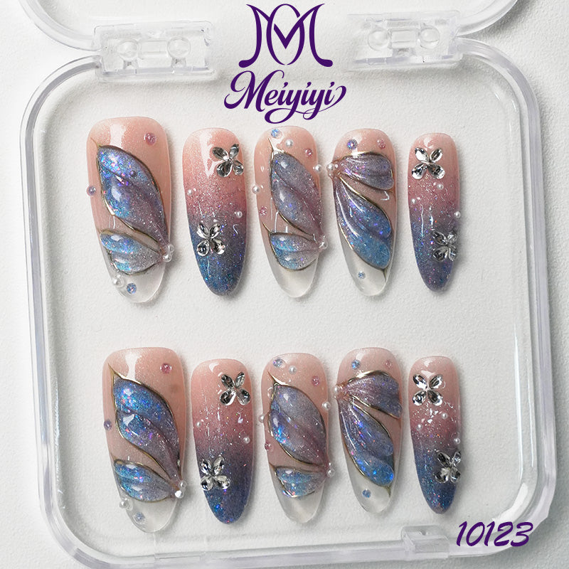 10123-MYY's designer original high-end design customized luxury hand-painted wearable nail art