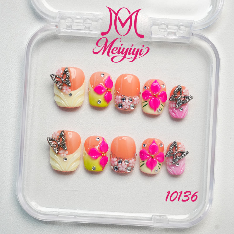 10136-MYY's designer original high-end design customized luxury hand-painted wearable nail art