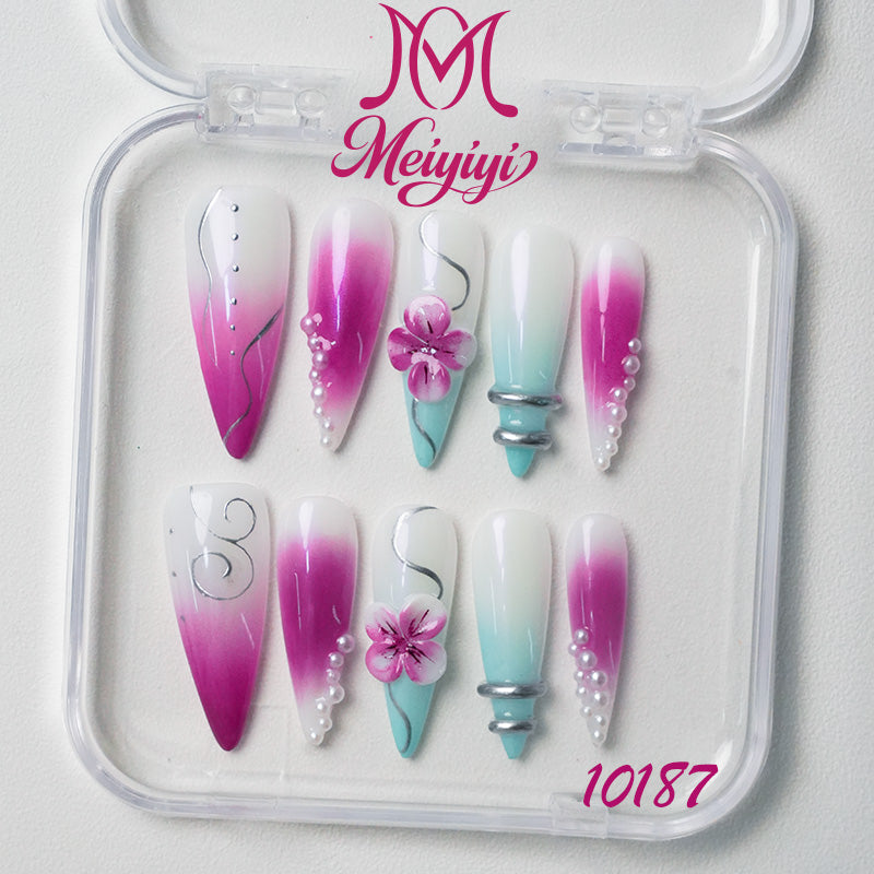 10187-MYY's designer original high-end design customized luxury hand-painted wearable nail art