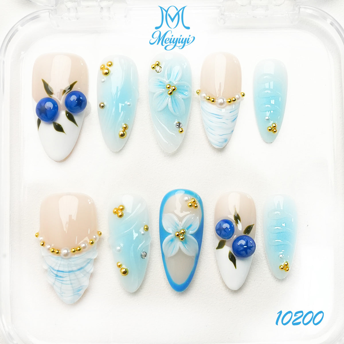 10200-MYY's designer original high-end design customized luxury hand-painted wearable nail art