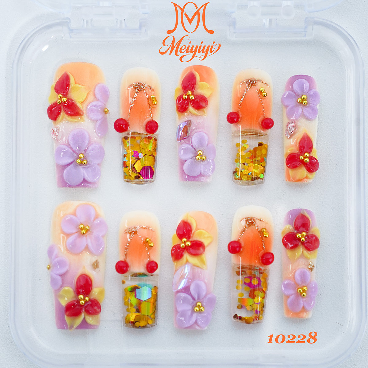10228-MYY's designer original high-end design customized luxury hand-painted wearable nail art