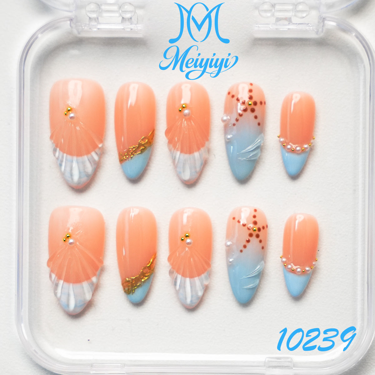 10239-MYY's designer original high-end design customized luxury hand-painted wearable nail art
