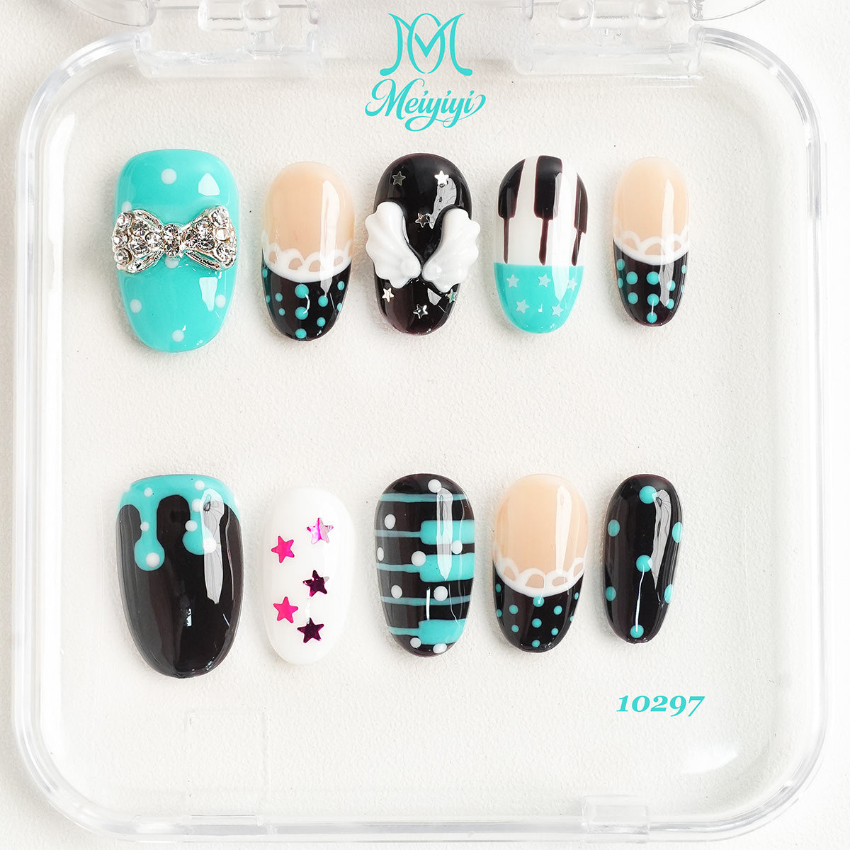 10297-MYY's designer original high-end design customized luxury hand-painted wearable nail art