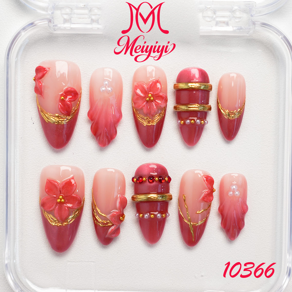 10366-MYY's designer original high-end design customized luxury hand-painted wearable nail art