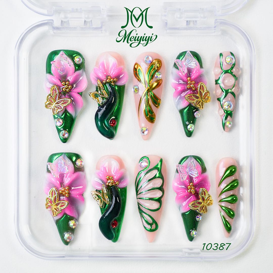 10387-MYY's designer original high-end design customized luxury hand-painted wearable nail art