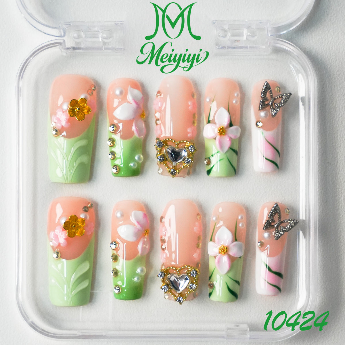 10424-MYY's designer original high-end design customized luxury hand-painted wearable nail art
