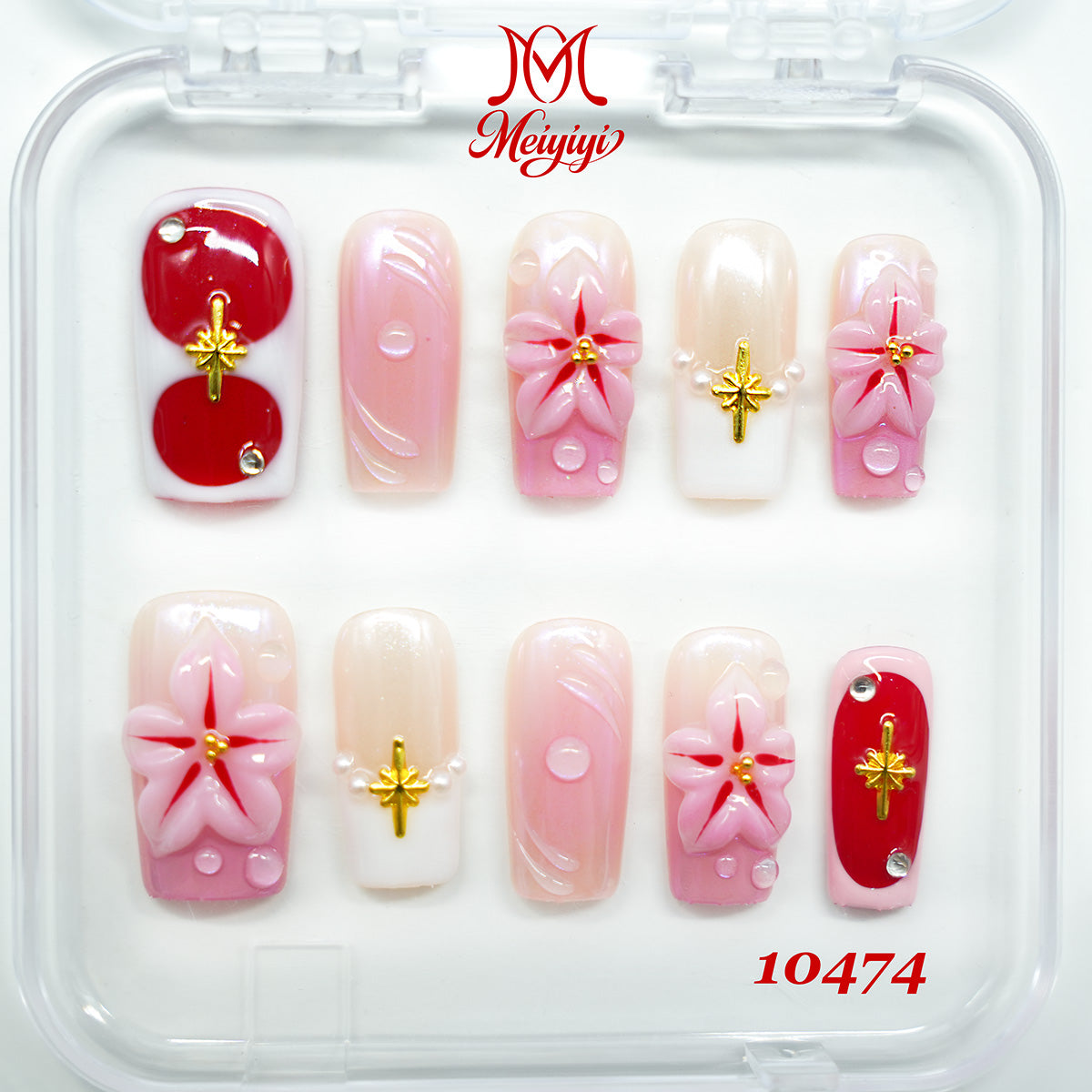 10474-MYY's designer original high-end design customized luxury hand-painted wearable nail art