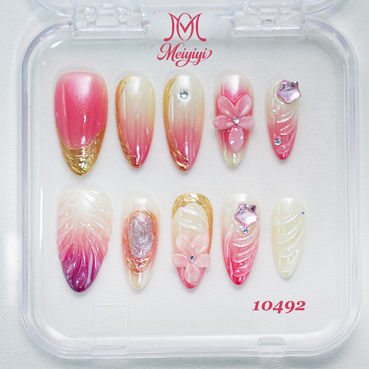 10492-MYY's designer original high-end design customized luxury hand-painted wearable nail art