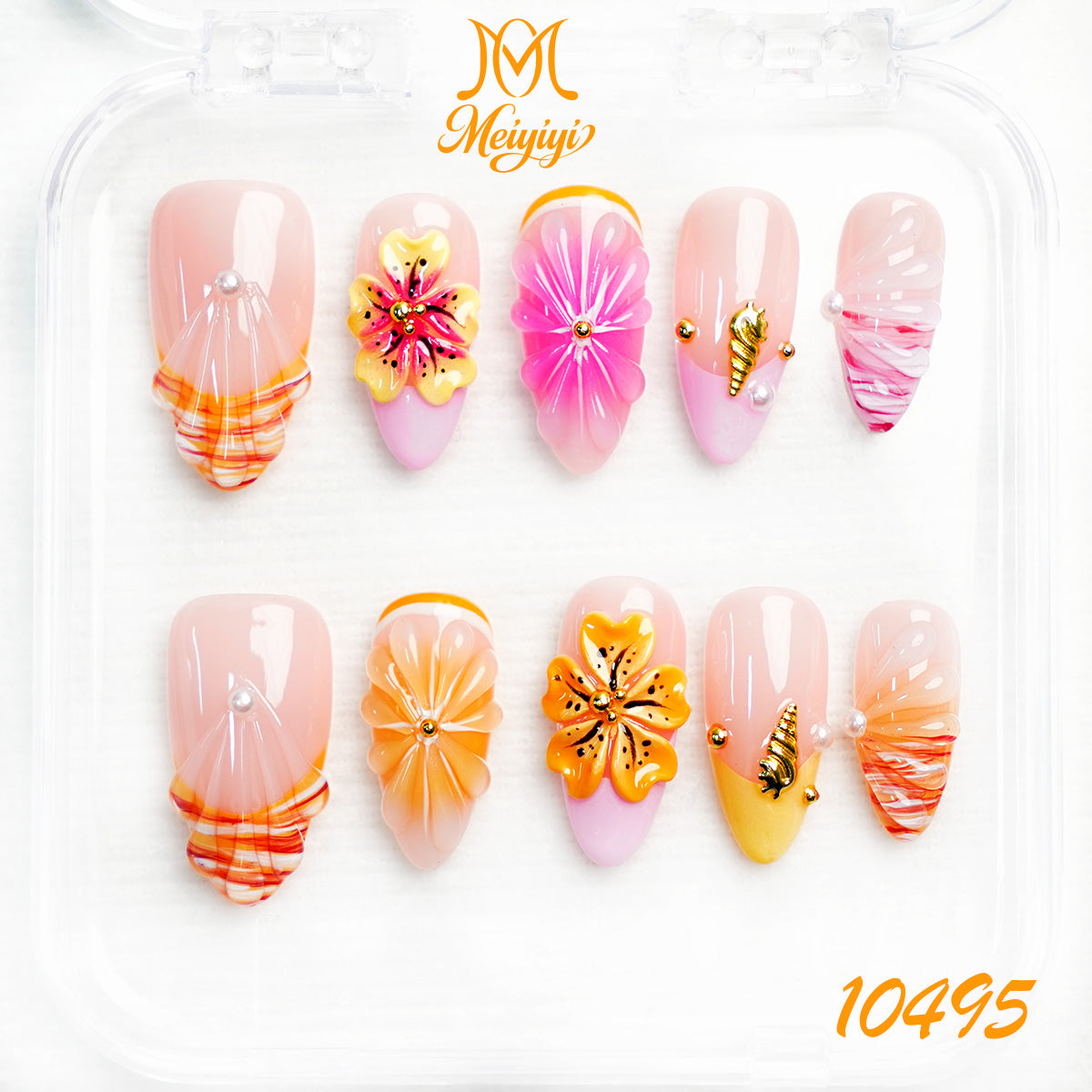 10495-MYY's designer original high-end design customized luxury hand-painted wearable nail art