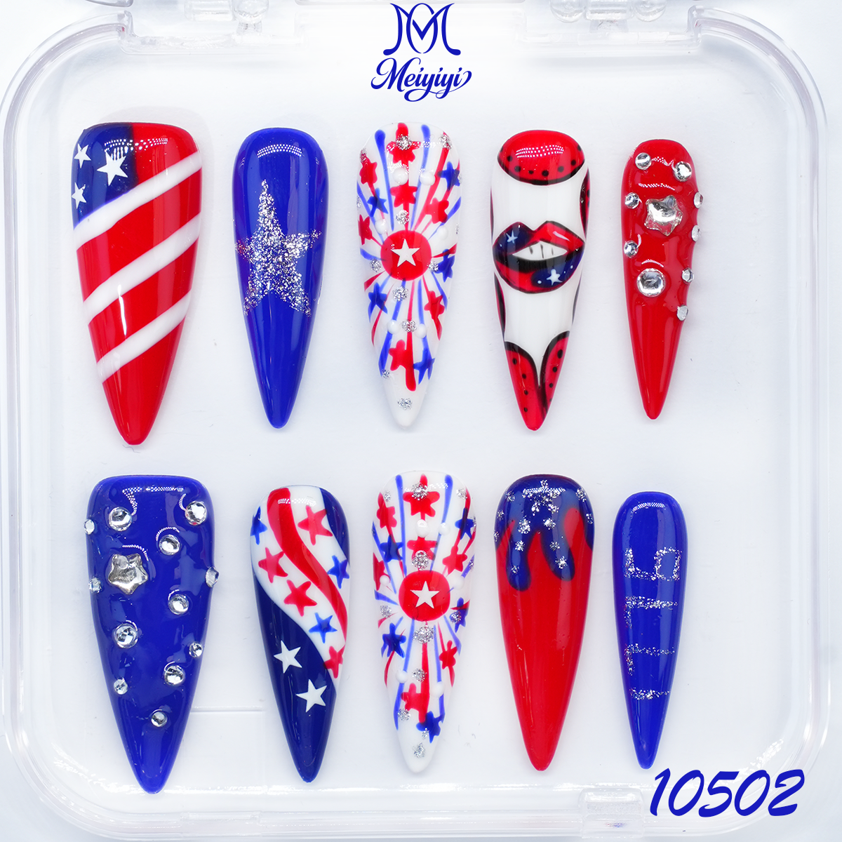 10502-MYY's designer original high-end design customized luxury hand-painted wearable nail art