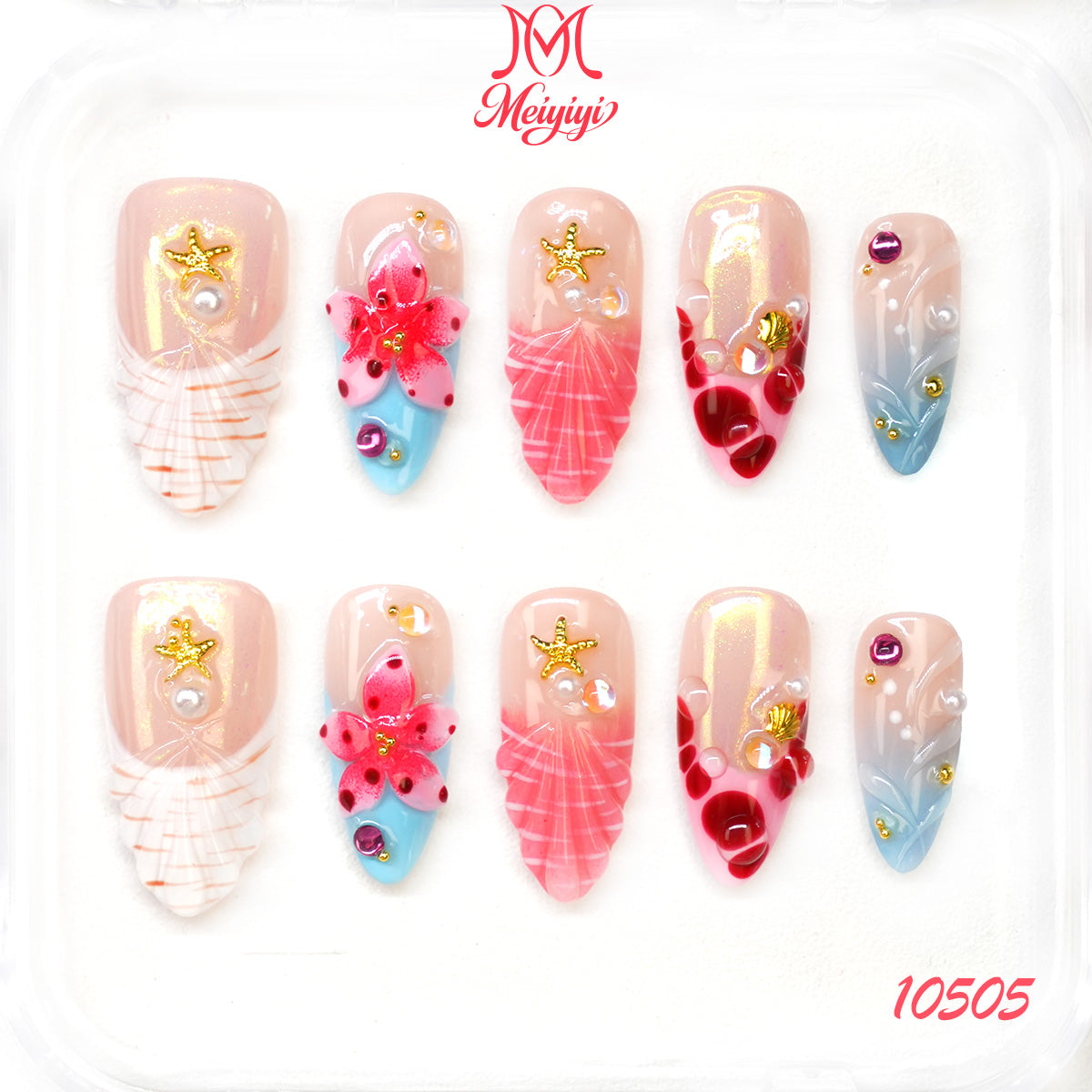 10505-MYY's designer original high-end design customized luxury hand-painted wearable nail art