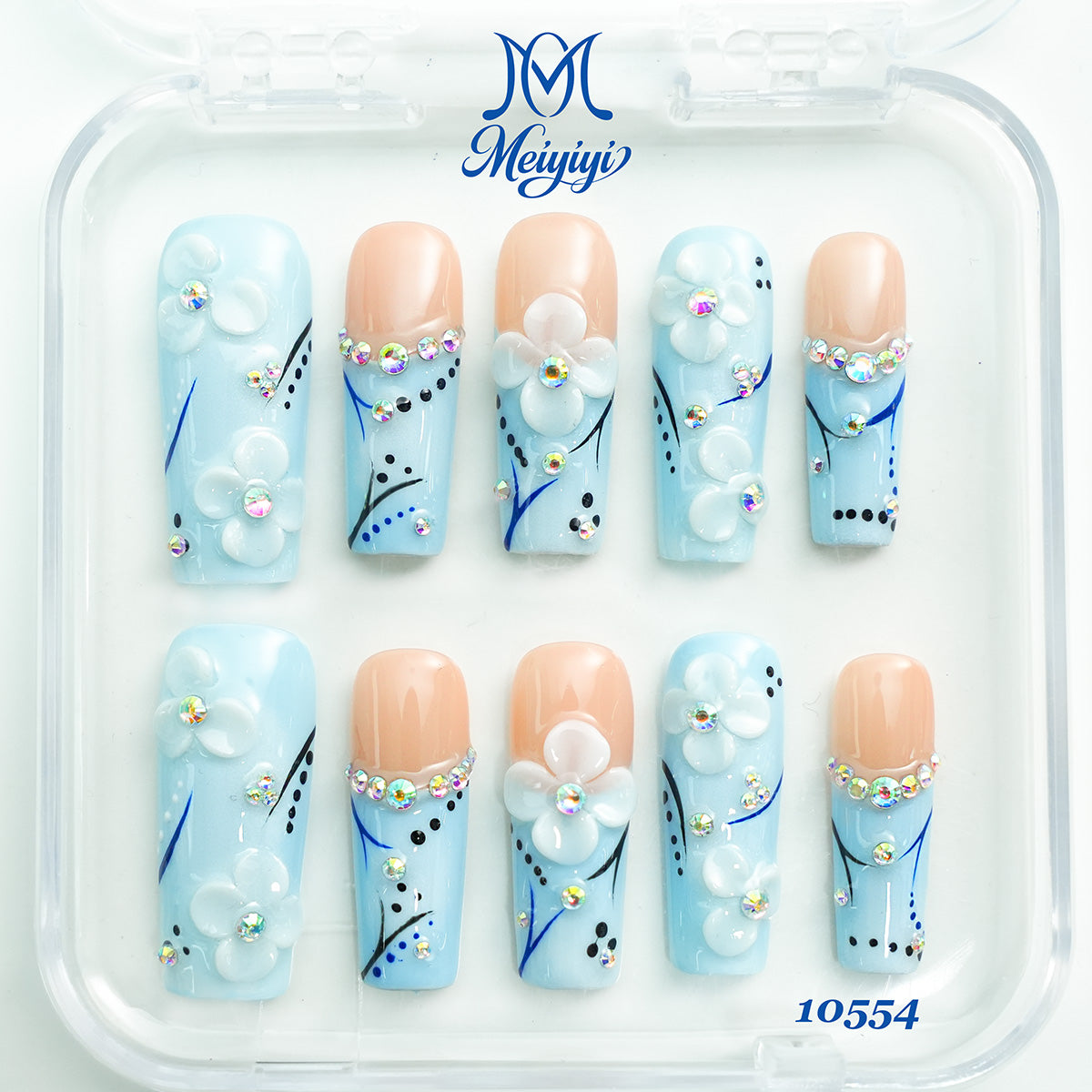 10554-MYY's designer original high-end design customized luxury hand-painted wearable nail art