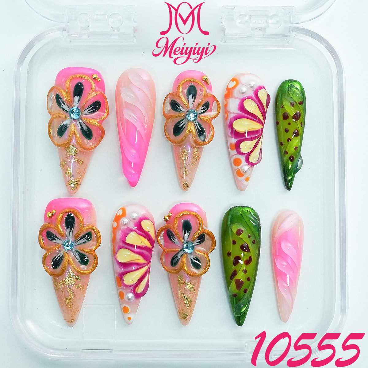 10555-MYY's designer original high-end design customized luxury hand-painted wearable nail art