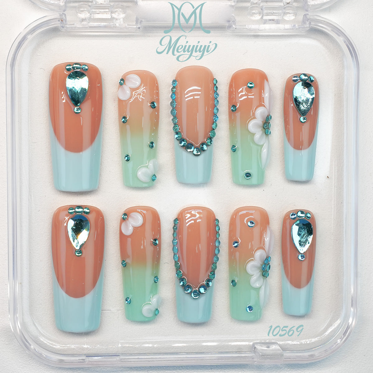 10569-MYY's designer original high-end design customized luxury hand-painted wearable nail art
