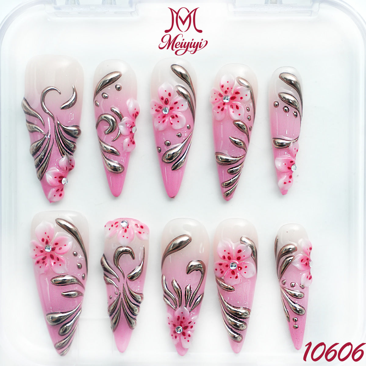 10606-MYY's designer original high-end design customized luxury hand-painted wearable nail art