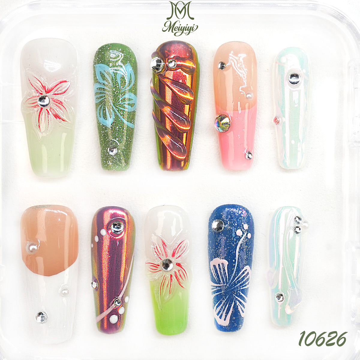 10626-MYY's designer original high-end design customized luxury hand-painted wearable nail art