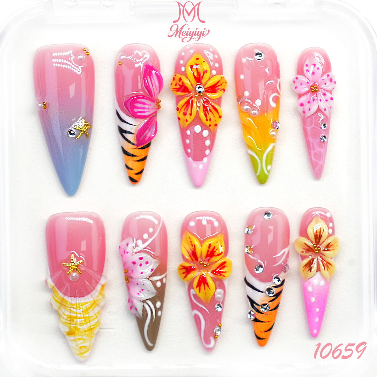 10659-MYY's designer original high-end design customized luxury hand-painted wearable nail art