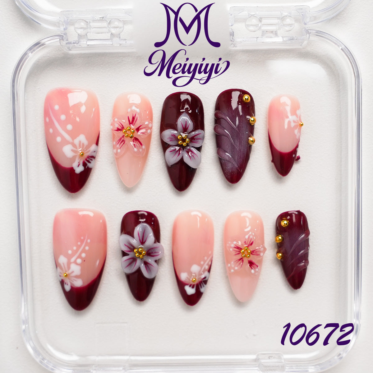 10672-MYY's designer original high-end design customized luxury hand-painted wearable nail art