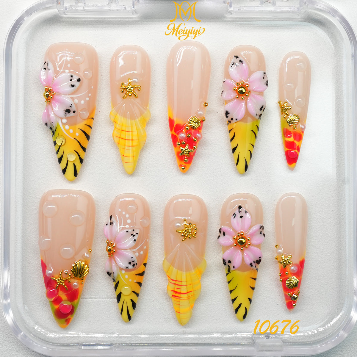 10676-MYY's designer original high-end design customized luxury hand-painted wearable nail art