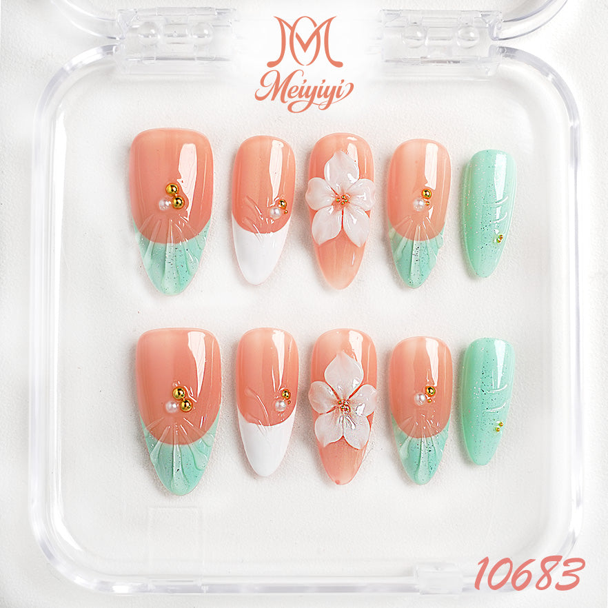 10683-MYY's designer original high-end design customized luxury hand-painted wearable nail art