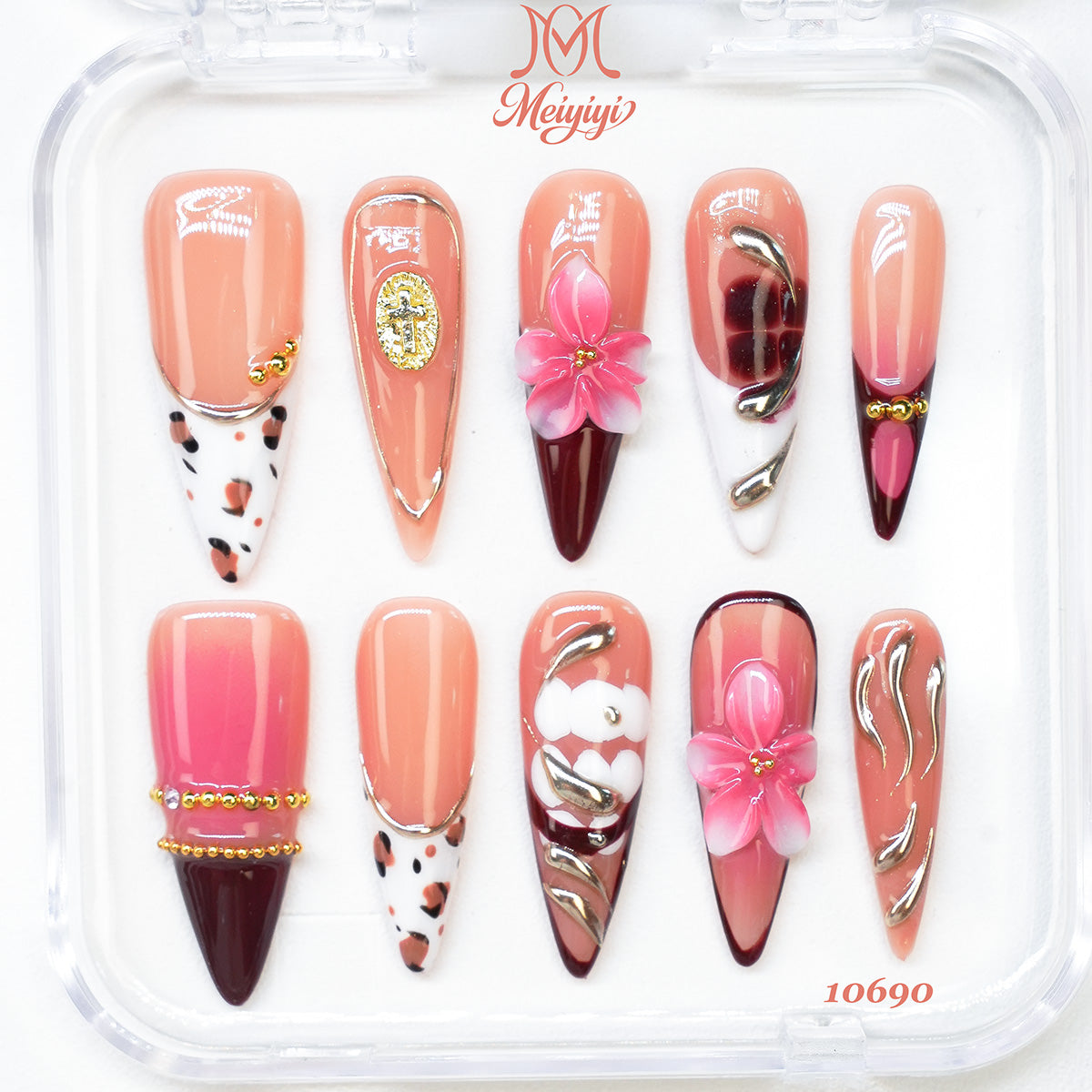 10690-MYY's designer original high-end design customized luxury hand-painted wearable nail art