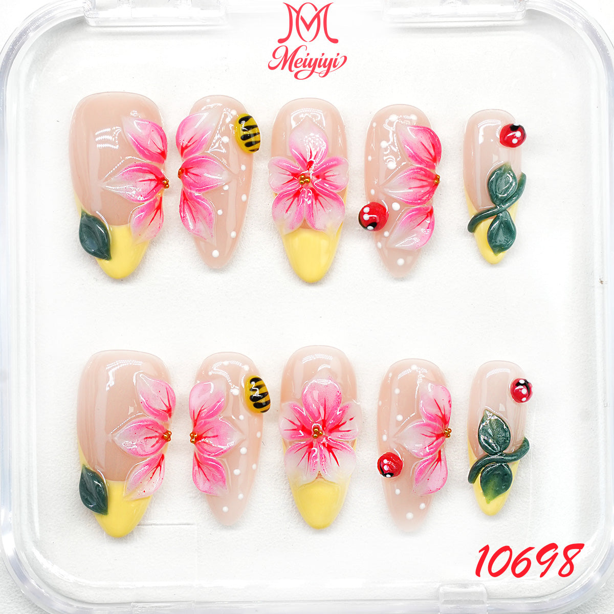 10698-MYY's designer original high-end design customized luxury hand-painted wearable nail art