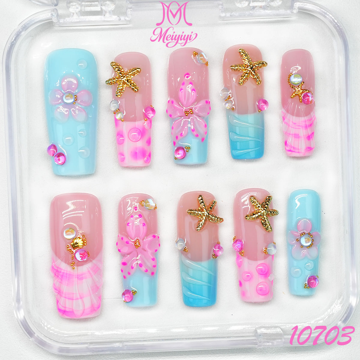 10703-MYY's designer original high-end design customized luxury hand-painted wearable nail art