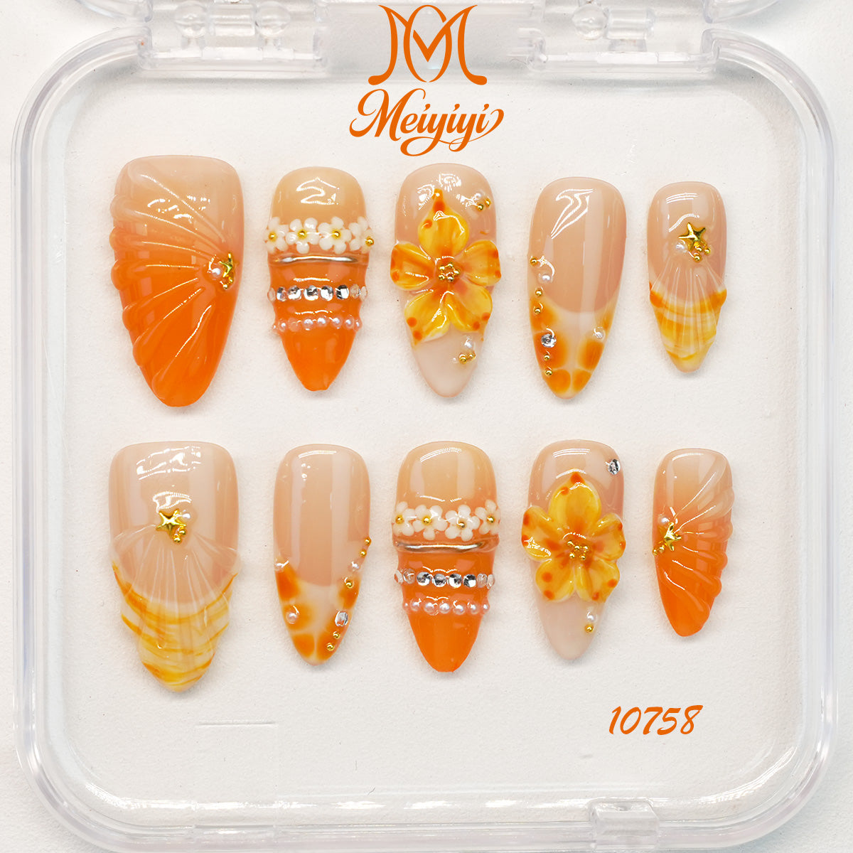 10758-MYY's designer original high-end design customized luxury hand-painted wearable nail art