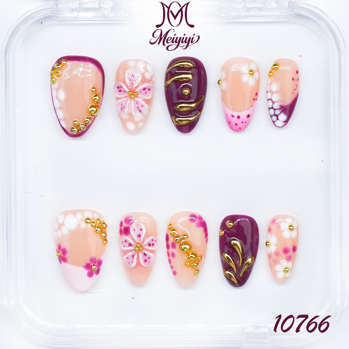 10766-MYY's designer original high-end design customized luxury hand-painted wearable nail art