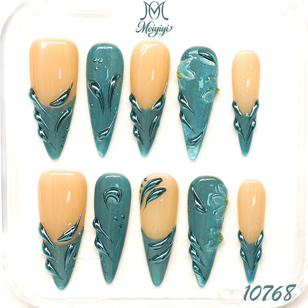 10768-MYY's designer original high-end design customized luxury hand-painted wearable nail art