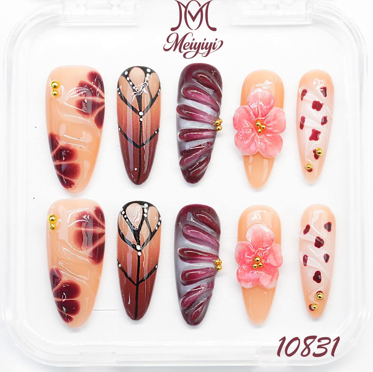 10831-MYY's designer original high-end design customized luxury hand-painted wearable nail art