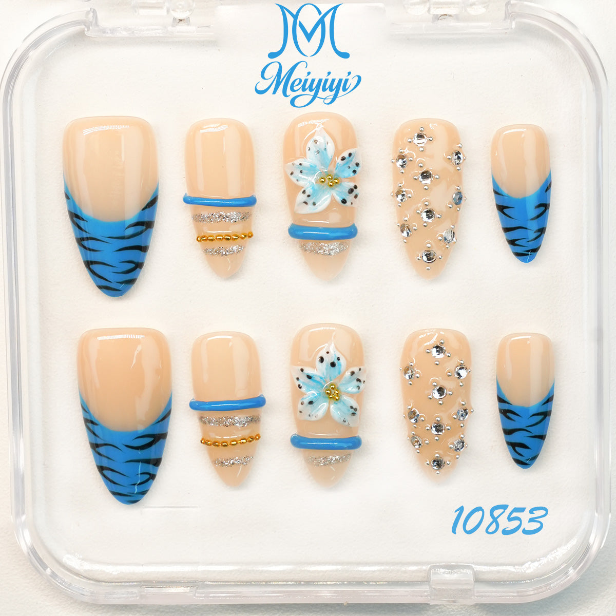 10853-MYY's designer original high-end design customized luxury hand-painted wearable nail art