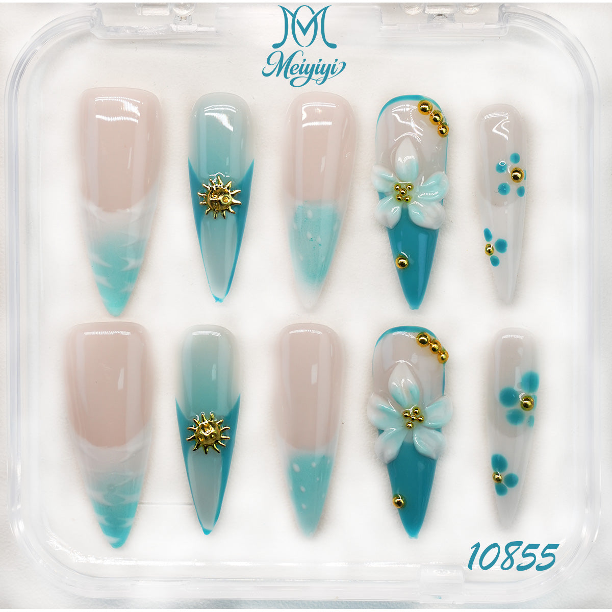 10855-MYY's designer original high-end design customized luxury hand-painted wearable nail art