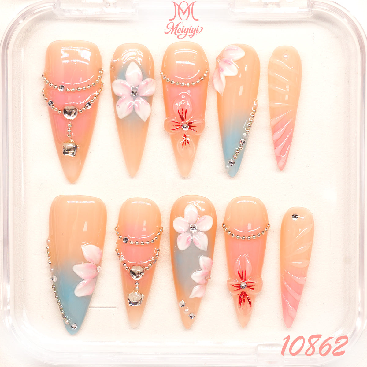 10862-MYY's designer original high-end design customized luxury hand-painted wearable nail art