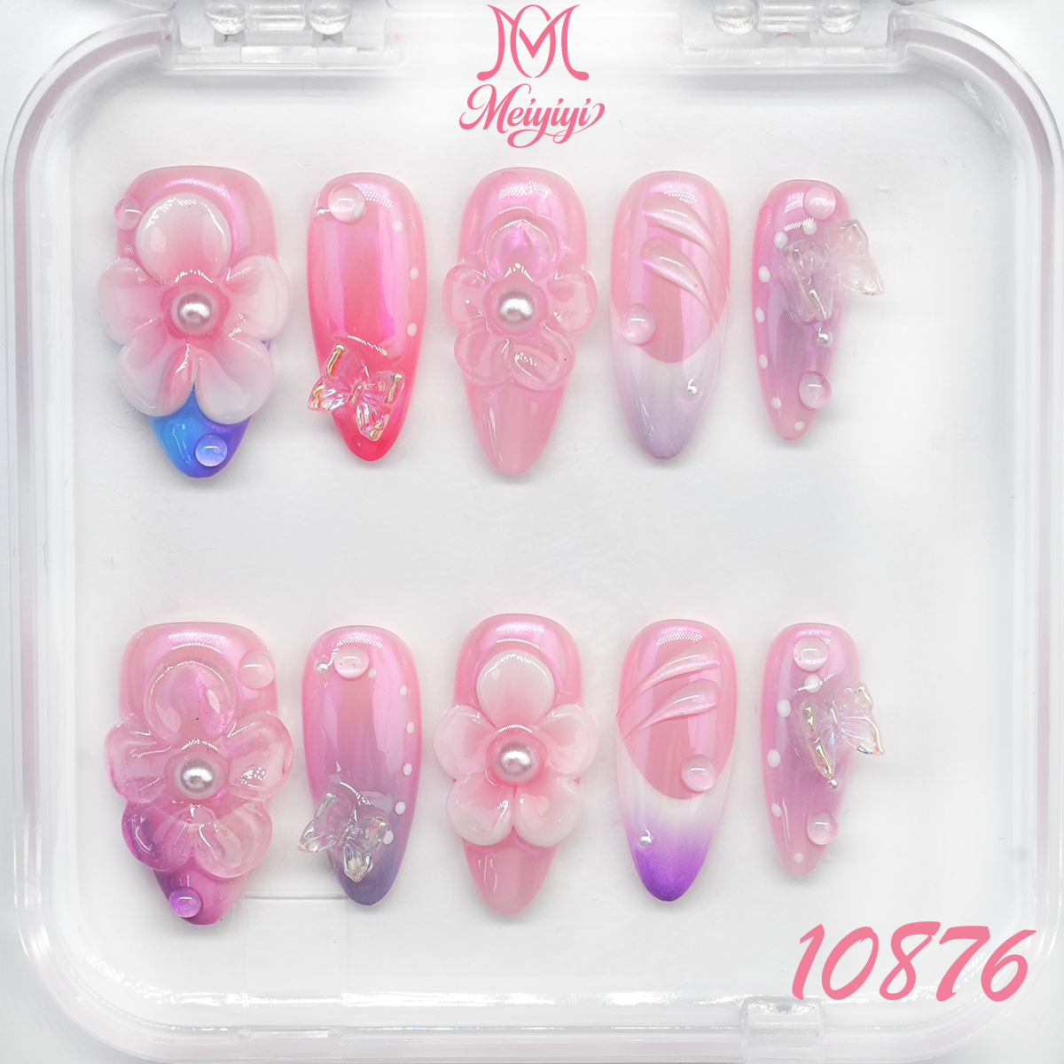 10876-MYY's designer original high-end design customized luxury hand-painted wearable nail art