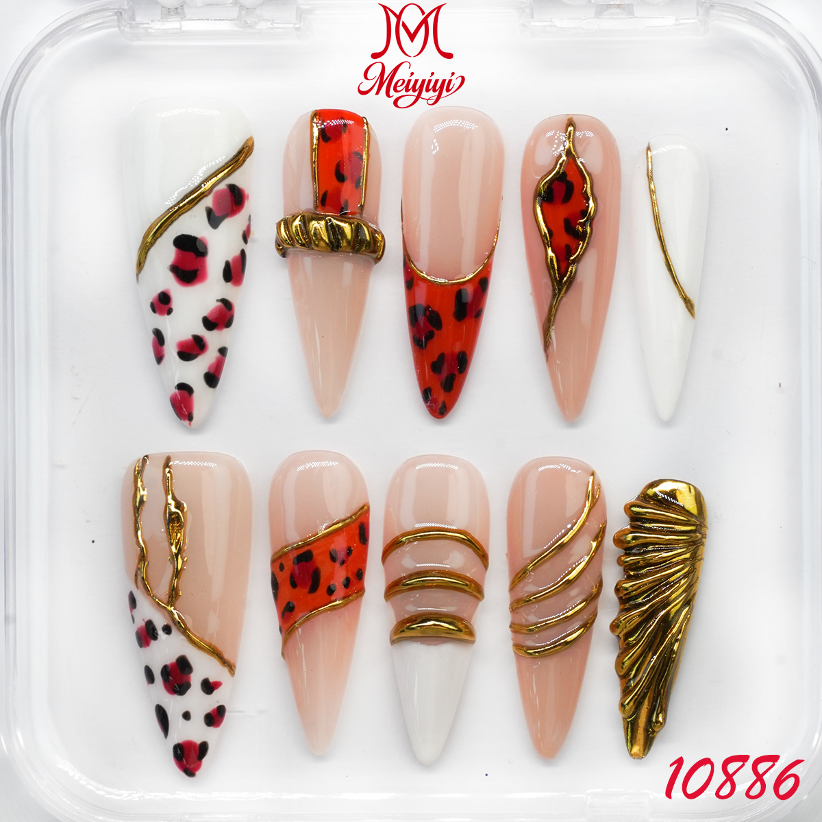 10886-MYY's designer original high-end design customized luxury hand-painted wearable nail art