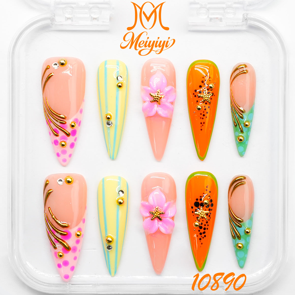 10890-MYY's designer original high-end design customized luxury hand-painted wearable nail art