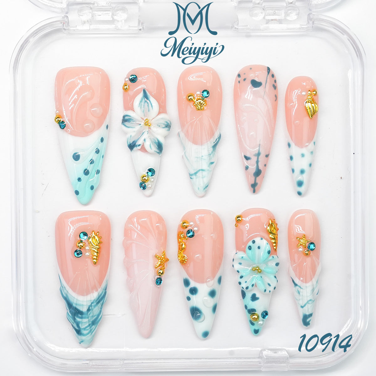 10914-MYY's designer original high-end design customized luxury hand-painted wearable nail art