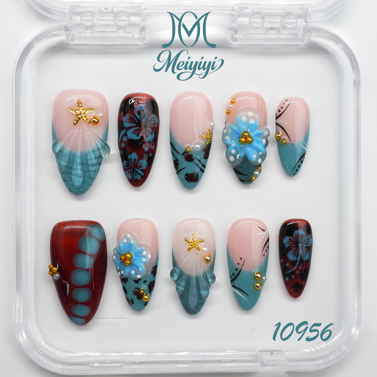 10956-MYY's designer original high-end design customized luxury hand-painted wearable nail art
