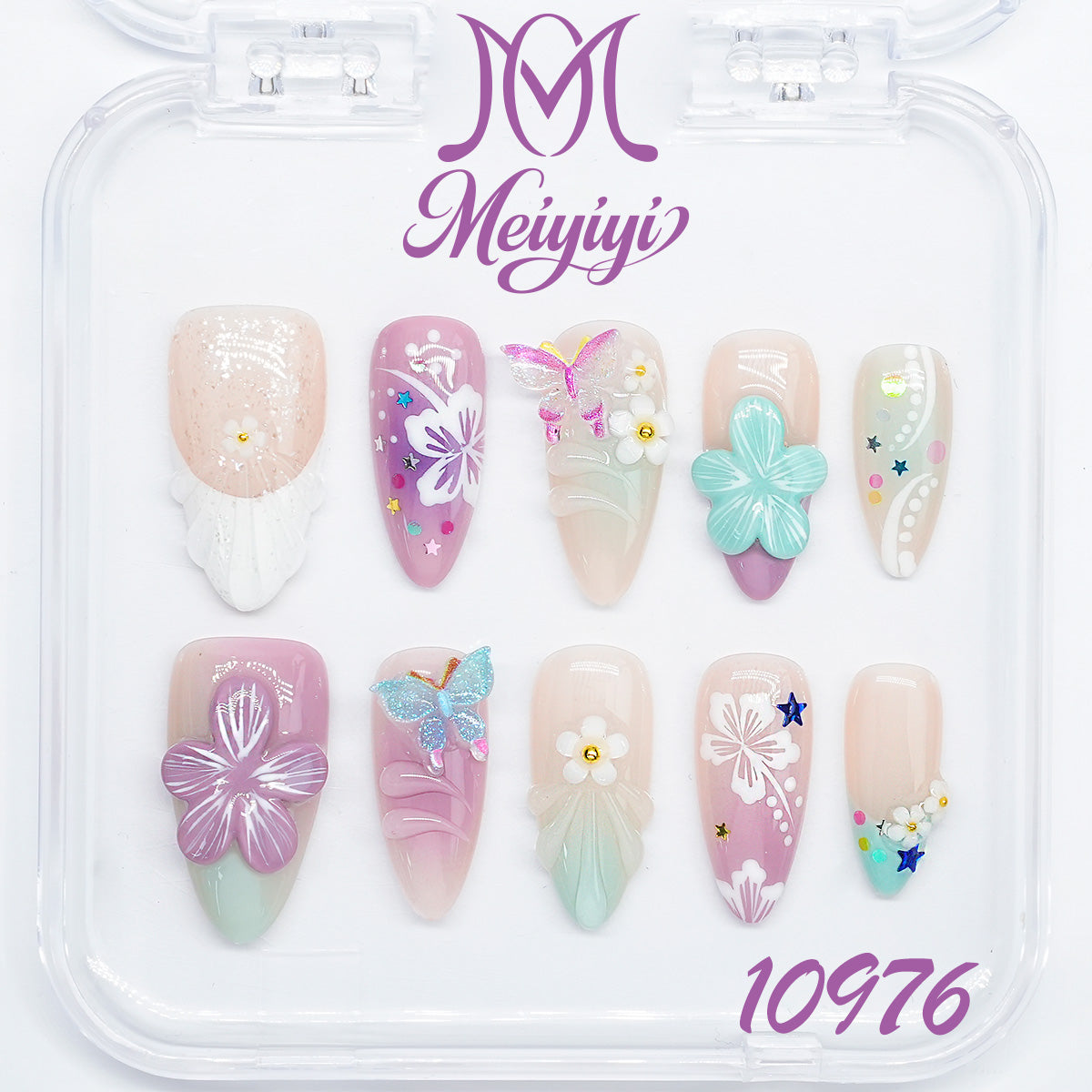 10976-MYY's designer original high-end design customized luxury hand-painted wearable nail art