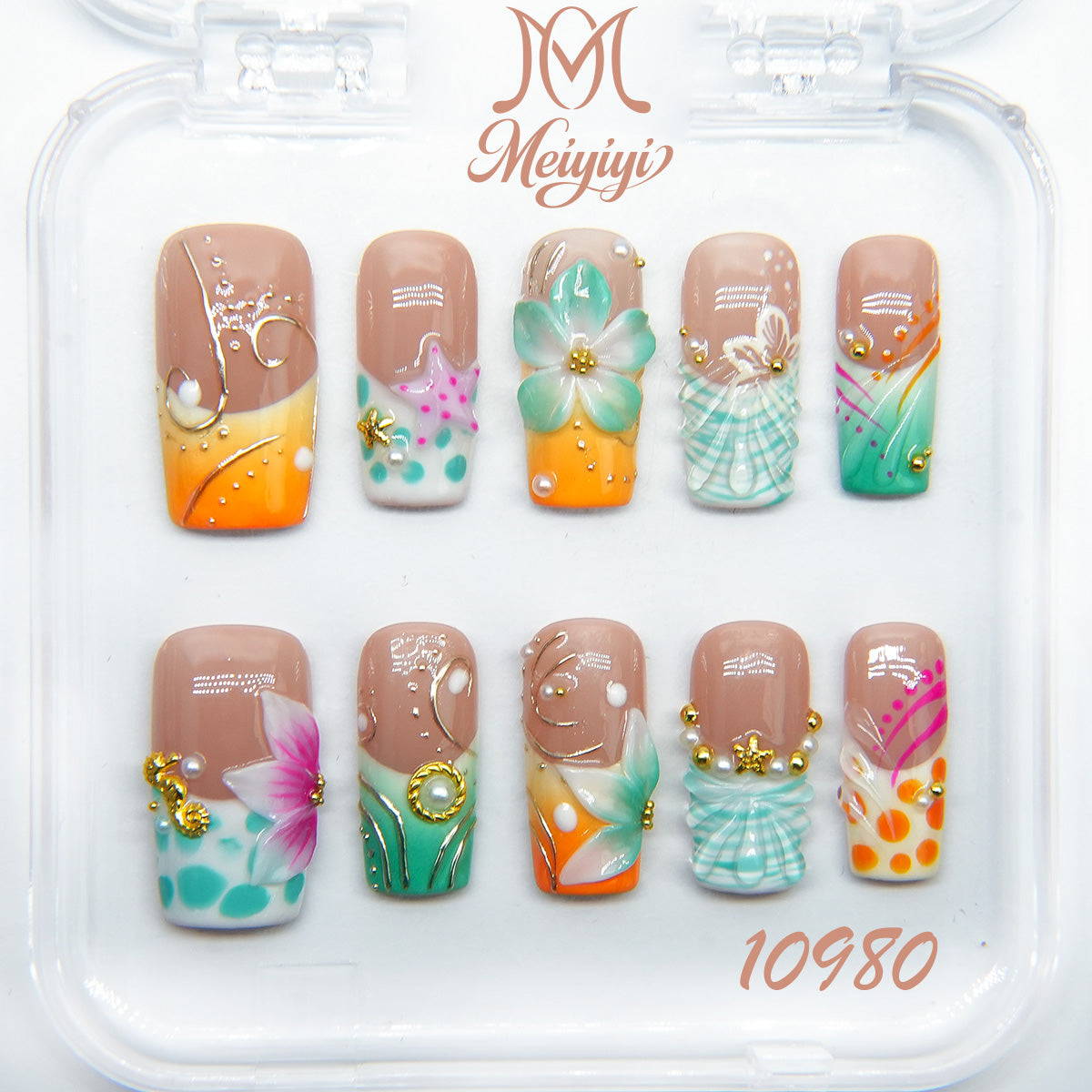 10980-MYY's designer original high-end design customized luxury hand-painted wearable nail art