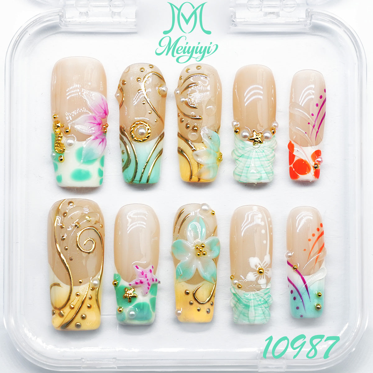 10987-MYY's designer original high-end design customized luxury hand-painted wearable nail art
