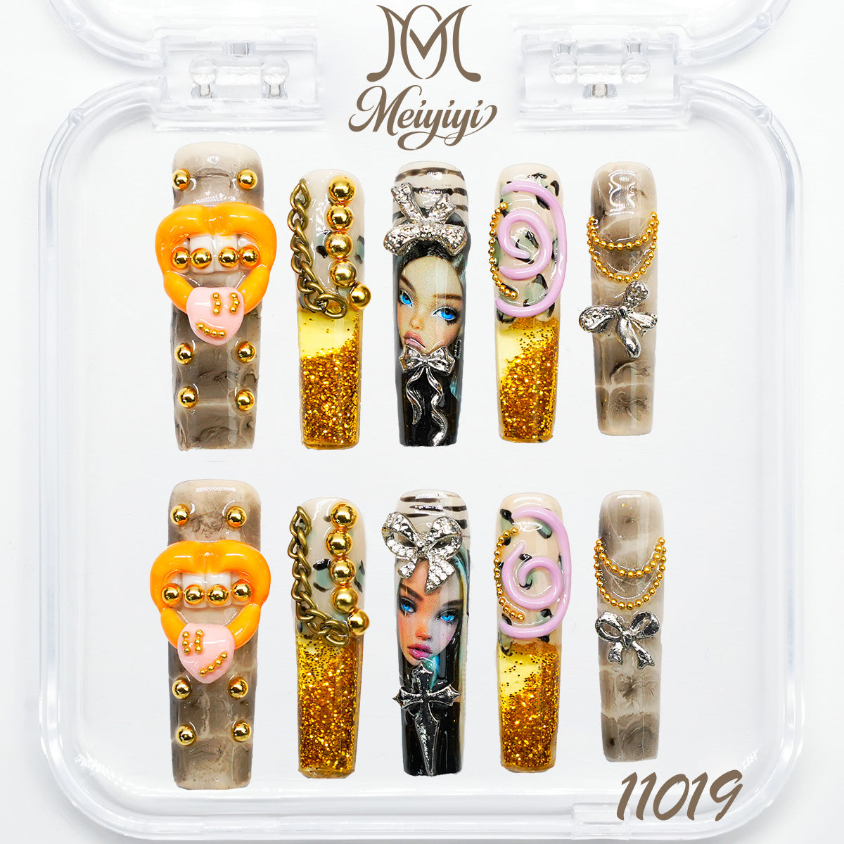 11019-MYY's designer original high-end design customized luxury hand-painted wearable nail art