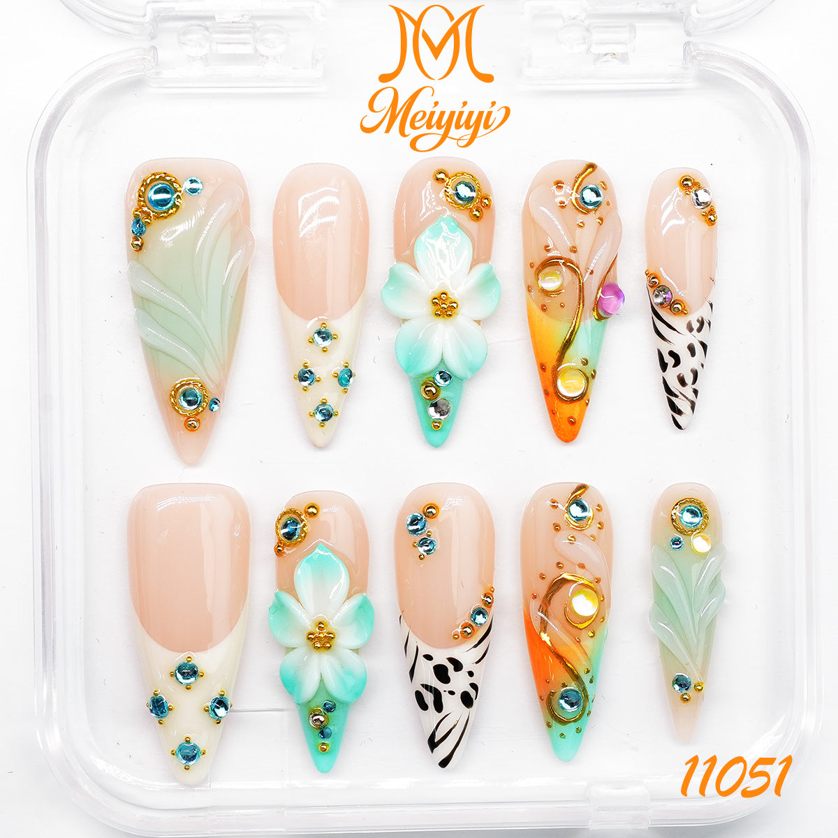 11051-MYY's designer original high-end design customized luxury hand-painted wearable nail art