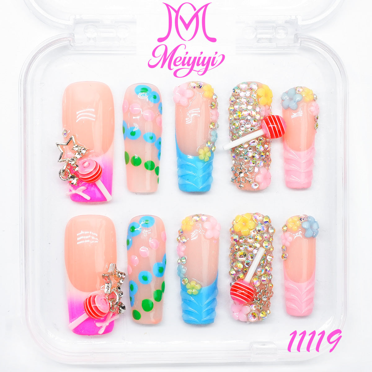 11119-MYY's designer original high-end design customized luxury hand-painted wearable nail art